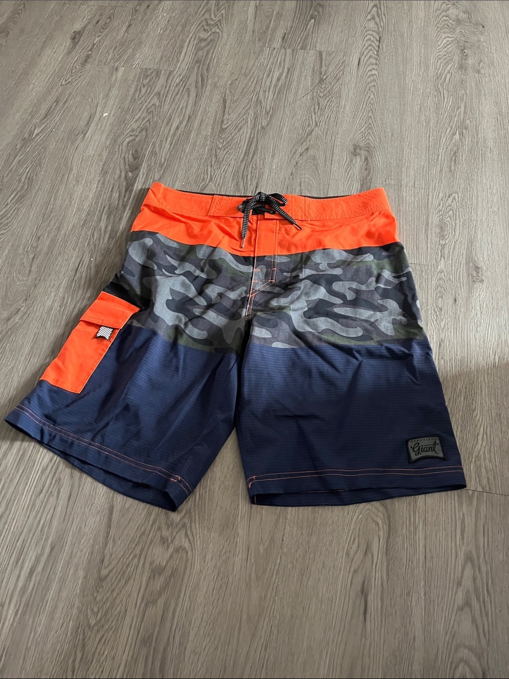 Men's Navy & Orange Camo Swim Trunks